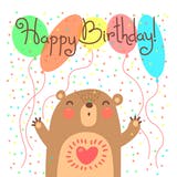 Day4U, a cute happy birthday card for kids with a badger, balloons and confetti